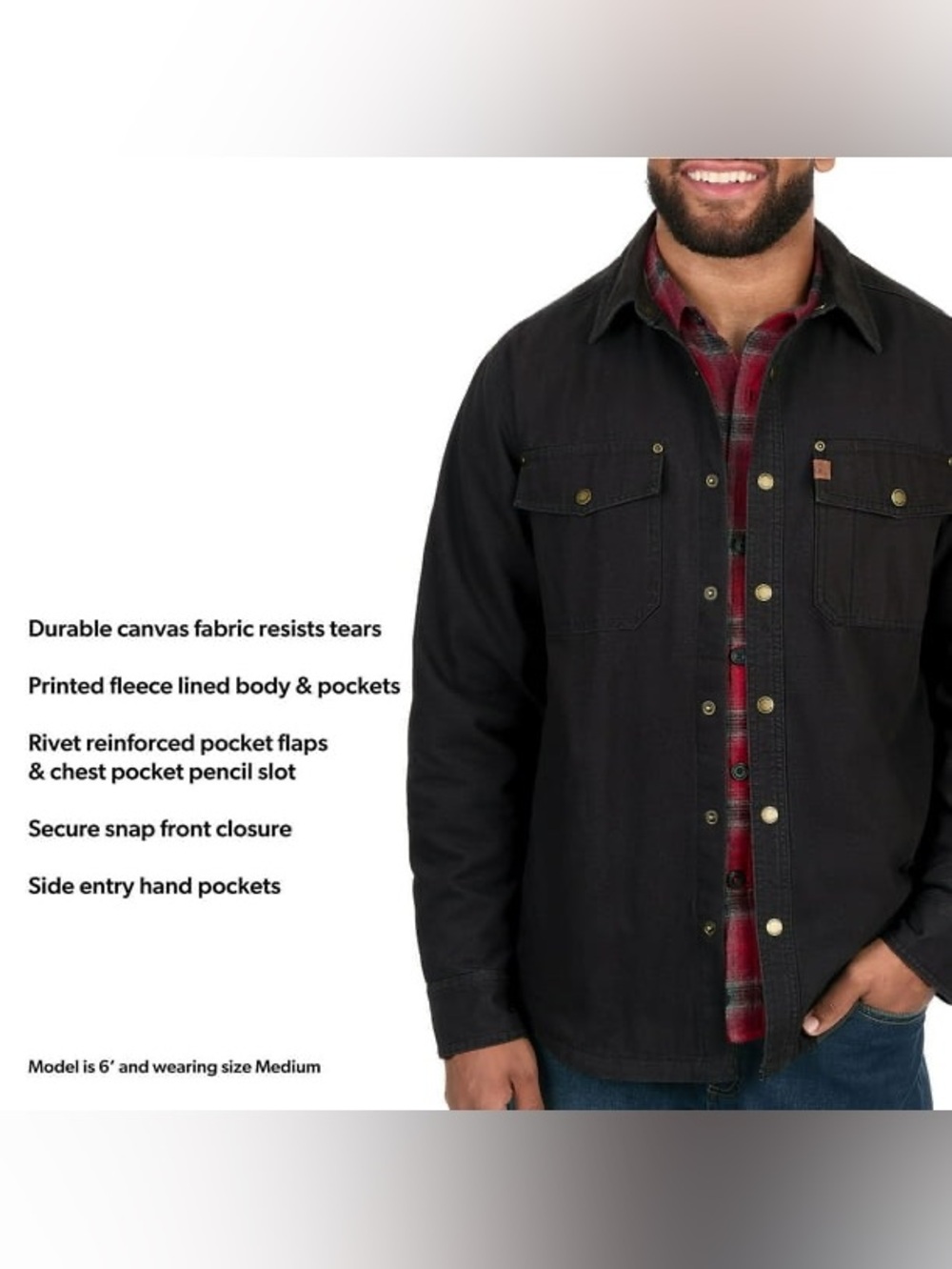 Coleman Men's Fleece Lined Canvas Shirt Jacket - Picture 5 of 5
